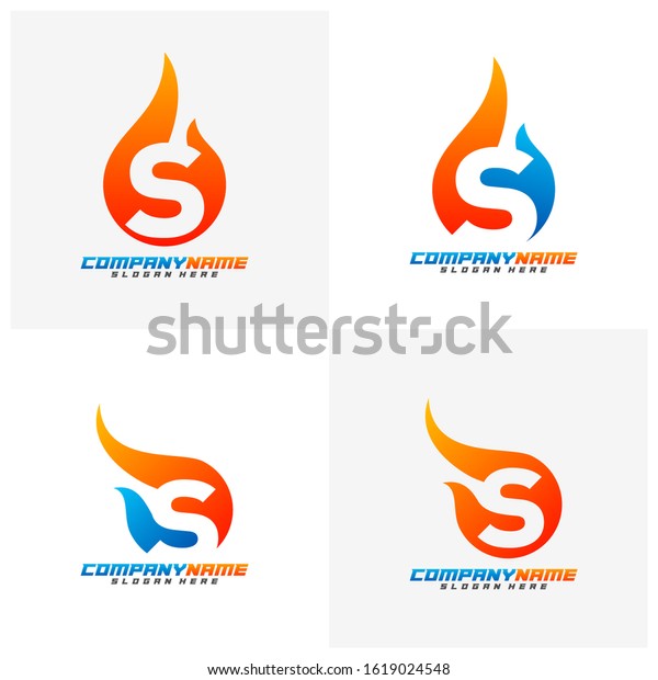 Set of Letter S with Fire Logo\
Design Vector Template, Creative design, Icon Symbol,\
Illustration