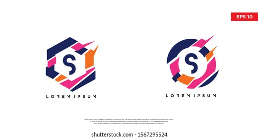 set of letter s initial logo. Technology symbol icon vector design. abstract  logotype.