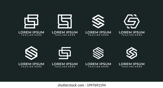 Set of letter s logo design bundle. Logo can be used for icon, brand, line, monogram, isolated, and geometric shape