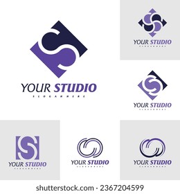 Set of Letter S logo design vector. Luxury S logo design template concept