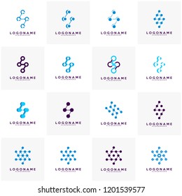 Set of Letter S logotype,Technology and digital abstract dot connection vector logo