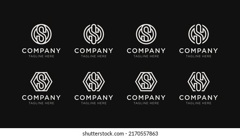 Conjunto de letras del paquete de diseño del logotipo del monograma S. El logotipo puede utilizarse para cualquier empresa.