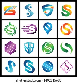 Set of Letter S simple logo icon design vector