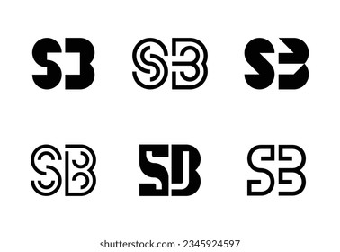 Set of letter SB logos. Abstract logos collection with letters. Geometrical abstract logos