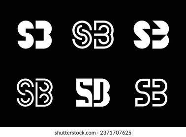 Conjunto de logotipos SB de letras. Resumen de colección de logotipos con letras. Logotipos geométricos abstractos