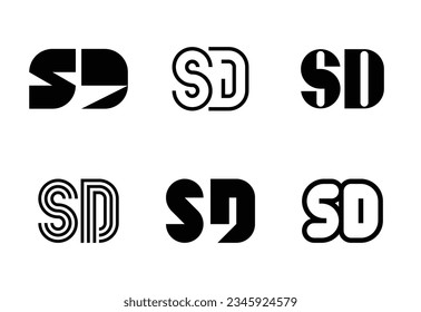 Conjunto de logotipos SD de letras. Resumen de colección de logotipos con letras. Logotipos geométricos abstractos