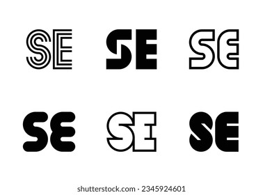 Set of letter SE logos. Abstract logos collection with letters. Geometrical abstract logos