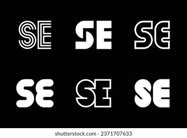 Set of letter SE logos. Abstract logos collection with letters. Geometrical abstract logos