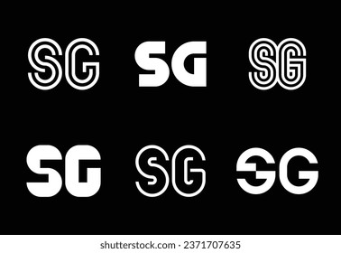 Set of letter SG logos. Abstract logos collection with letters. Geometrical abstract logos