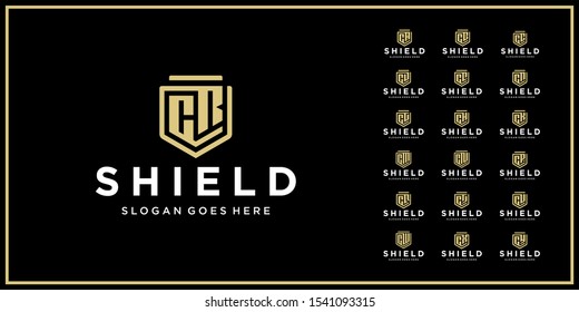 set of letter shield icon logo design