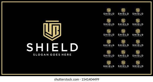 set of letter shield icon logo design