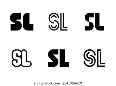 Set of letter SL logos. Abstract logos collection with letters. Geometrical abstract logos