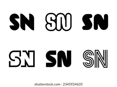 Conjunto de logotipos SN de letras. Resumen de colección de logotipos con letras. Logotipos geométricos abstractos