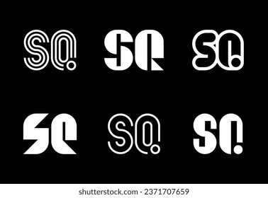 Set of letter SQ logos. Abstract logos collection with letters. Geometrical abstract logos