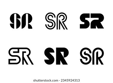 Set von Buchstaben SR Logos. Abstrakte Logos-Kollektion mit Buchstaben. Abstrakte geometrische Logos