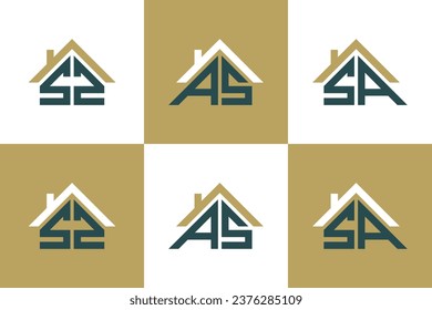 set of letter ss,as,sa logo design with house illusration concept 