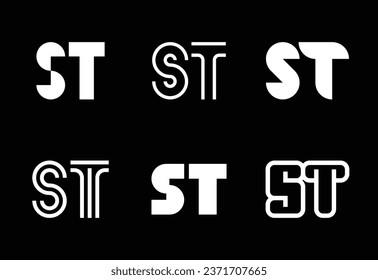 Set of letter ST logos. Abstract logos collection with letters. Geometrical abstract logos