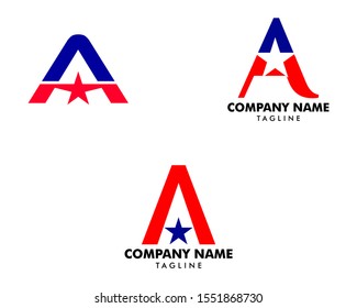 Set of Letter A Star Logo Icon Design Template Elements Vector