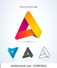 Set of letter A stripe logo icons. Corporate sign for web, print, application design. Business icon.