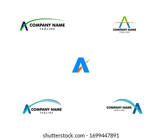 Set of A Letter Swoosh Logo Template