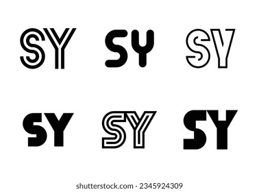 Set of letter SY logos. Abstract logos collection with letters. Geometrical abstract logos