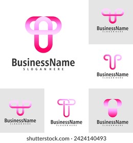 Set of Letter T logo design vector. Creative Initial T logo concepts template