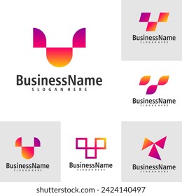 Vector de diseño de logotipo de conjunto de letras T. plantilla de conceptos del logotipo de T inicial creativo