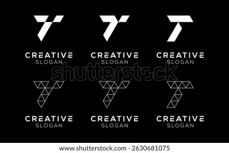 Set of Letter T logo design templates. Modern isolated Letter T symbols for brands and technology