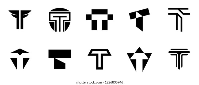 Set of letter T logo. Icon design. Template elements - Collection of vector sign