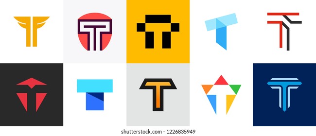 Set of letter T logo. Icon design. Template elements - Collection of vector sign