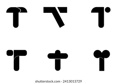 Conjunto de letras T elementos de plantilla de diseño de iconos de logotipo mínimo