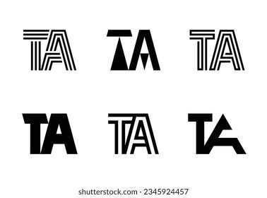 Set von Buchstaben TA Logos. Abstrakte Logos-Kollektion mit Buchstaben. Abstrakte geometrische Logos