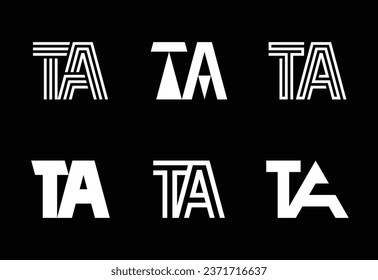 Conjunto de logotipos de letra TA. Resumen de colección de logotipos con letras. Logotipos geométricos abstractos