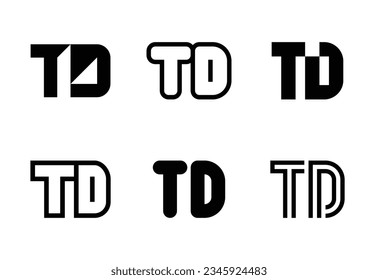 Set of letter TD logos. Abstract logos collection with letters. Geometrical abstract logos