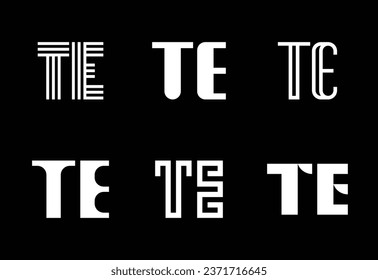 Conjunto de logotipos TE de letras. Resumen de colección de logotipos con letras. Logotipos geométricos abstractos