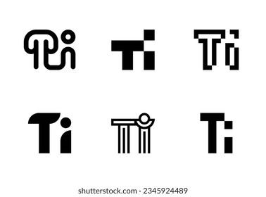 Set of letter TI logos. Abstract logos collection with letters. Geometrical abstract logos