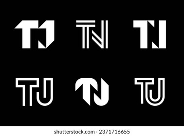 Conjunto de logotipos de TJ. Resumen de colección de logotipos con letras. Logotipos geométricos abstractos