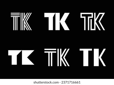 Set von Buchstaben TK Logos. Abstrakte Logos-Kollektion mit Buchstaben. Abstrakte geometrische Logos