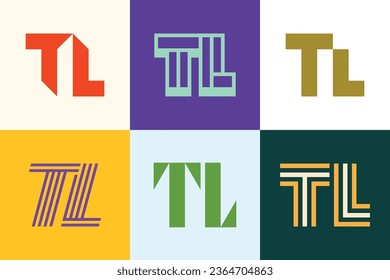 Set of letter TL logos. Abstract logos collection with letters. Geometrical abstract logos
