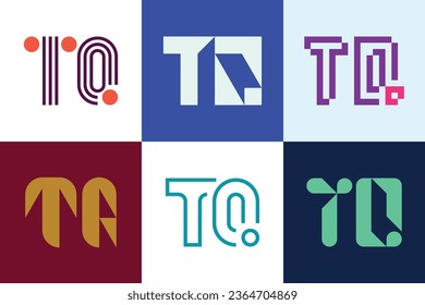 Set of letter TQ logos. Abstract logos collection with letters. Geometrical abstract logos