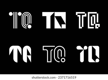 Set of letter TQ logos. Abstract logos collection with letters. Geometrical abstract logos