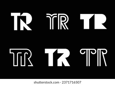 Conjunto de logotipos TR de letras. Resumen de colección de logotipos con letras. Logotipos geométricos abstractos