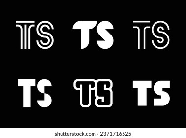Conjunto de logotipos TS de letras. Resumen de colección de logotipos con letras. Logotipos geométricos abstractos