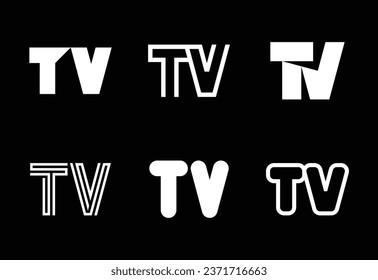 Conjunto de logotipos de TV de carta. Resumen de colección de logotipos con letras. Logotipos geométricos abstractos