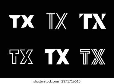 Conjunto de logotipos TX de letras. Resumen de colección de logotipos con letras. Logotipos geométricos abstractos