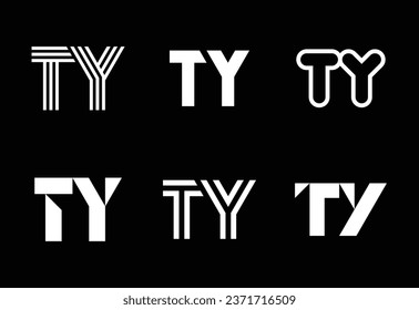 Set of letter TY logos. Abstract logos collection with letters. Geometrical abstract logos