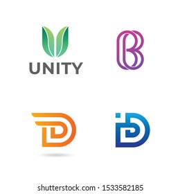 Set of letter U, B, D, logo icons design template elements. Collection of vector sign symbol