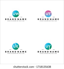 set letter U logo design vector template