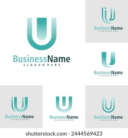 Set of Letter U logo design vector. Creative Initial U logo concepts template