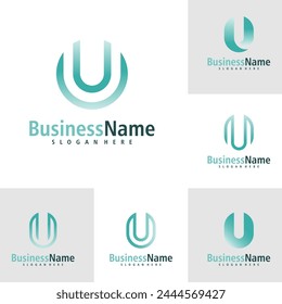 Conjunto de Vector de diseño del logotipo de la letra U. Creative Initial U logo conceptos Plantilla